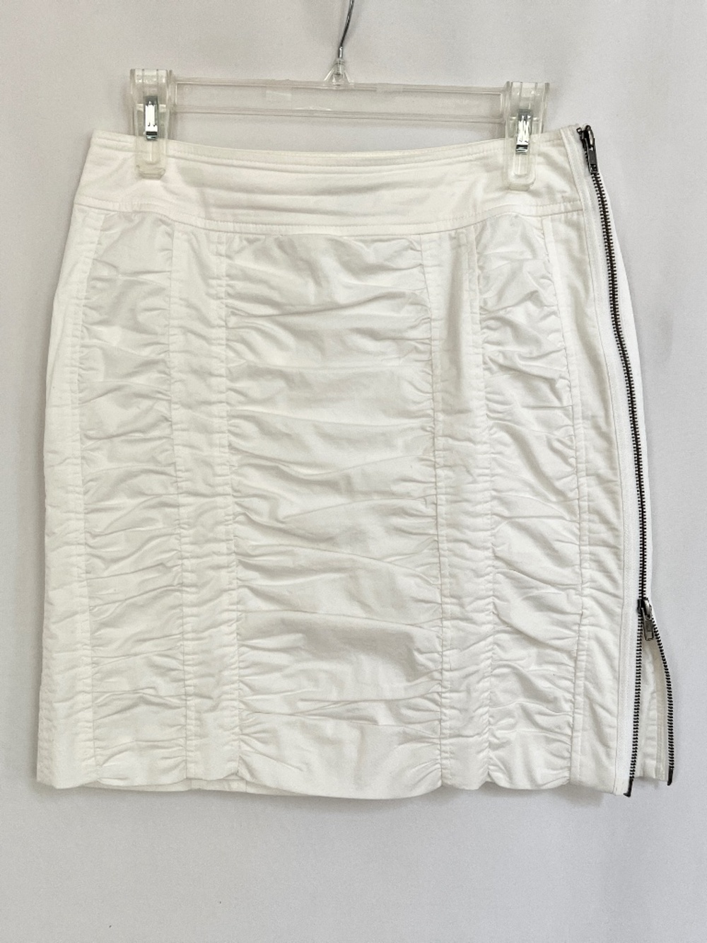 Gorgeous Rushed Skirt Cotton/Elastin Lined 2 Way Side Zip Open White Size 6
